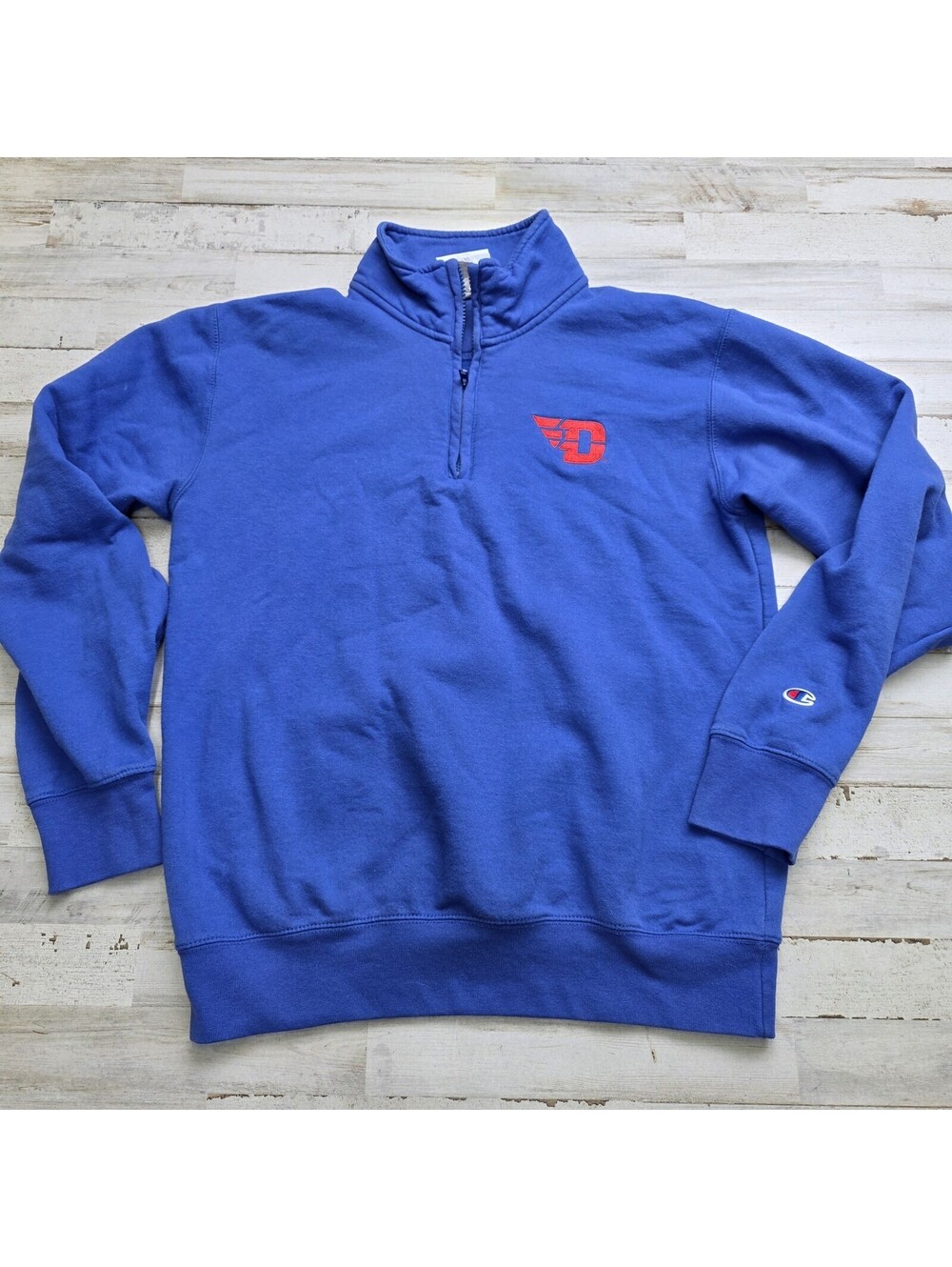 Champion Dayton Flyers NCAA Blue Quarter-Zip Pullover Sweatshirt - Mens MED